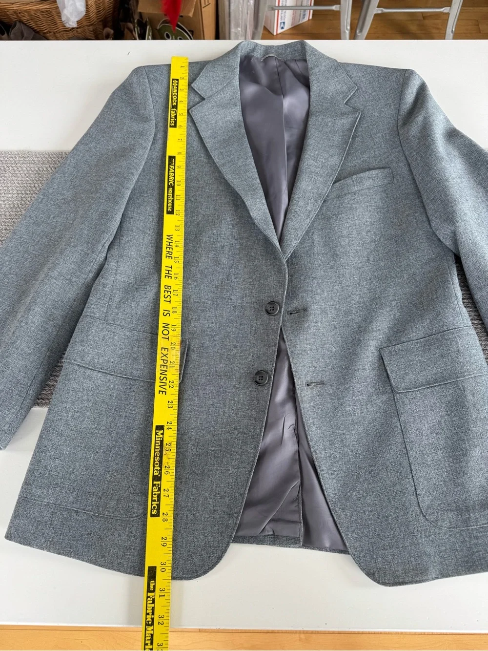 Vintage 70s Levi's Action Suit Jacket Light Gray Sport Coat Two Button Blazer 40